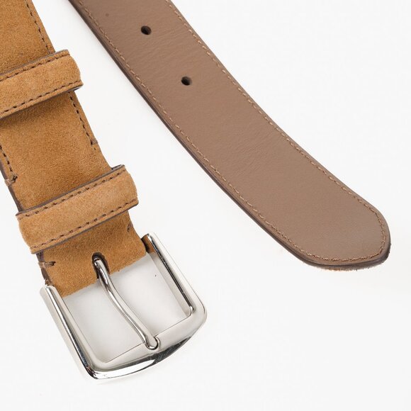 Loro Piana Alsavel Tan Suede Palladium Buckle Belt - Picture 5 of 8